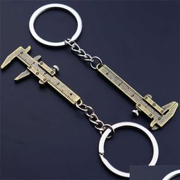 Keychains & Lanyards Cute Mini Calliper Tools Keychain Zinc Alloy Vernier Key Chains S Measuring Gauging Accessories Rers L230314 Drop Dhiv1