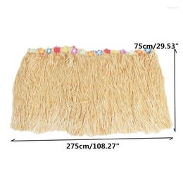 Table Skirt Quality Hawaiian Luau Beige Flower Grass Garden Beach Party Cover Decor