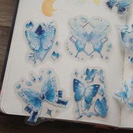 Gift Wrap 10pcs Diamond Blue Ice Butterfly Style Paper Sticker Scrapbooking DIY Decoration Tag