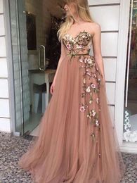 Party Dresses Rose Pink Tulle Prom Maxi 2024 Elegant Women Formal Night Long Vestidos Gala Appliqus Robes Evening Gowns