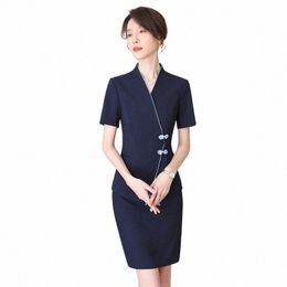 hotel Restaurant Waitr Uniform Womens beauty club Clothing Chinese Ethnic SPA work suit female M2UY#