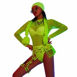 ne Green Stage Costume Female Women Sexy GoGo Dance Clothing Suit Cosplay Ees Singer Leading Dance Nightclub Jumpsuit BL1861 A8oV#