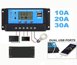 Solar Panel Regulator Charge Controller USB LCD Display Auto 10A20A30A 12V24V Intelligent Automatic Overload Protectors6416996