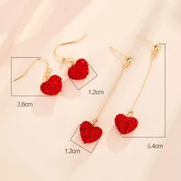 Dangle Earrings Long Tassel Hook Sparkling Heart For Women Glitter Statement Jewellery Gift With Artificial Pendant Cute