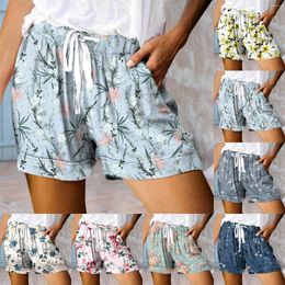 Women's Shorts Summer Casual Floral Print Loose High Waist Drawstring For Women Classic Gym Basketball Sports Beach