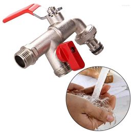 Bathroom Sink Faucets 90 Degree Double Valve Water Tap Durable Brass Faucet For Home Outdoor Garden H7ED