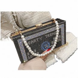 party Metal Box Bag Clutches Purse Shiny Diamd Square Handbag For Women Classic Bling Ladys Menger Bag Mini Shoulder Bag I2oi#