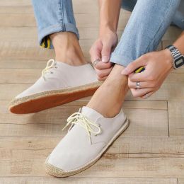 Shoes summer Black White Bule male casual Canvas Hemp Insole Fisherman Light Shoes Ethnic Style men Espadrille Flats Shoes II08z