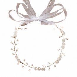 elegant Fr Pearl Wreath Headband Bride Wedding Dr Accories Garland Headdr Bride Hair Band Hairvine Wedding Jewelry m8Nc#