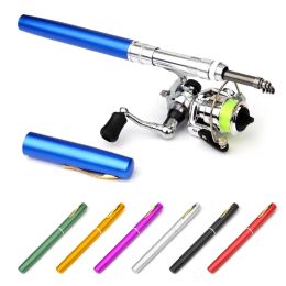 Pocket Collapsible Fishing Rod Reel Combo Mini Pen Fishing Pole Kit Telescopic Fishing Rod Spinning Reel Combo Kit