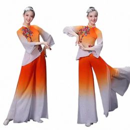 classical dance woman graceful Chinese style Yingshan red Yangko dr fan dance umbrella dance performance set j9NU#