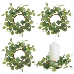 Decorative Flowers 4 Pcs Eucalyptus Wreath Table Christmas Tree Rings For Spring Pillar Wreaths