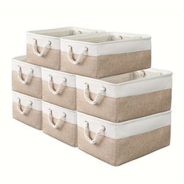 8pcs Decorative Basket, Bulk Box, Containers with Handles for Clothes Toys Books, Sundries Bin, Bedroom Living Office Dorm Accessories, Organisation and Storage