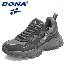 Casual Shoes BONA 2024 Designers Wear-resistant Sole Athletic Training Sneakers Men Non-slip Man Jogging Action Leather Running