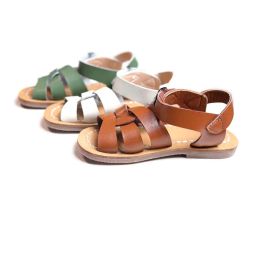 Krowshide Sandals Sandals Sandals Wysokiej jakości oryginalne skórzane dziewczęta sandały plażowe bez poślizgu Sole Boys Buty 6T