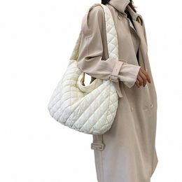 women Winter Handbag Purses Space Pad Cott Crossbody Bag Female Pure Colour Quilted Large Crossbody Bags O4w4#