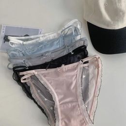 Kvinnors trosor för tjejband Kvinnor Underkläder underbyxor Mesh Briefs Traceless Kvinnliga underkläder spets satin thong