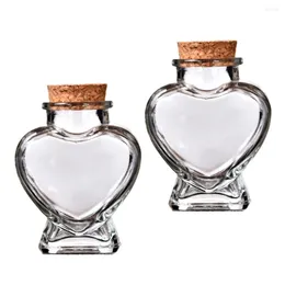 Vases 2pcs Heart Shape Glass Bottle 50ml Tiny Clear Jars With Corks Drift For DIY Wishing Drifting Message Bell Base
