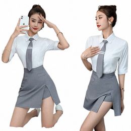 beauty Sal Spa Uniform for Woman Sexy Restaurant Waiter Clothes Aesthetic Desk Hotel Massage Nail Beautician Cafe Work Outfit k1fD#