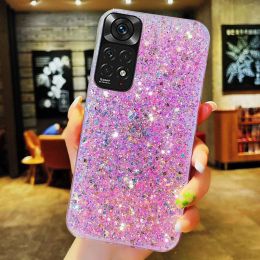 Shiny Glitter Silicone Case for Xiaomi Redmi Note 11 11S 10 10S 9 9S 9A 9C 8 8A Pro Gold Silver Foil Soft Back Cover