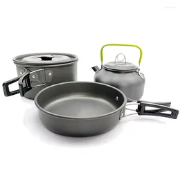 Cookware Sets 1 Set Outdoor Camping Aluminium Pots Pans Picnic Cooking Non-stick Tableware