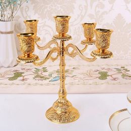 Candle Holders Luxurious Glitter Gold Candelabra Holder High Quality Pillar 1/3/5 Arms Gift For Weddings Home Party Votive