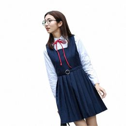 japanese class uniform, school uniform, student uniform, corner placket, female white shirt sailor suit tank top dr dr set 06IB#