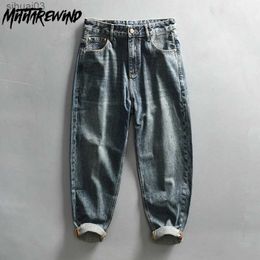 Men's Jeans New mens tapered jeans spring street retro washed waist medium stretch jeans cotton full length pocket jeans fashionable pantsL2403