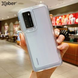 Luxury Shockproof Bumper Transparent Phone Case For Huawei P40 Pro Protective HD Clear Hard Back Cover For Huawei Mate 40 30 Pro