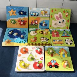 Fruit Animal Puzzles Board Wooden Toys for Children Baby Peg Puzzles Games Educational Development Cognitive Puzzle Toy Gifts