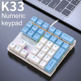 33 Key Wired Mechanical Numeric Keypad with Multi-color Lights Suitable for Finance, Business, Laptop Numeric Keyboard