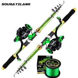 Combo Sougayilang New 1.83.3m Carbon Fiber Telescopic Carp Fishing Rod Sets and Spinning Fishing Reel Max Drag 15kg Pesca Sea Fishing