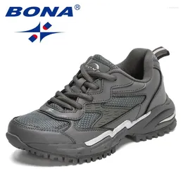 Casual Shoes BONA 2024 Designers Action Leather Mesh Men Running Sneakers Trainers Lightweight Antiskid Outdoor Walking Man
