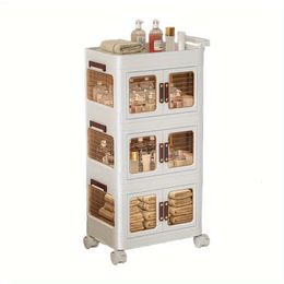 1pc Household Small Cart, Foldable Rack, Multifunctional Finishing Shees, Living Room Book Snack Dustproof Cabinet, Home Organization and Storage Supplies,