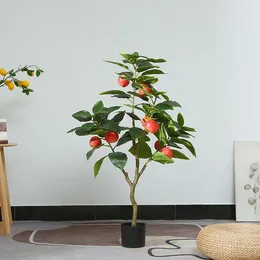 Decorative Flowers 120cm Large Artificial Apple Tree Potted Simulation Plants Bonsai Plastic Fake Fruits Christmas Office Room Garden Party