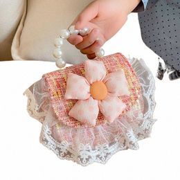 sweet Carto Doll Children's Menger Bags Fi Pearl Beaded Princ Girl Shoulder Bag Cute Solid Colour Kid Change Purse Q6ty#