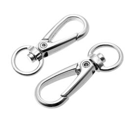 HOT Silver Color Carabiner Rhodium Lobster Clasp Clips Key Hook Keychain Split Key Ring Findings Clasps DIY Keychains Making