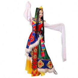 mgolian Party Clothes Chinese Water Sleeve Folk Dance Costumes Clothing Stage Dancer Outfit Wear Performance Tibetan Dr 73he#