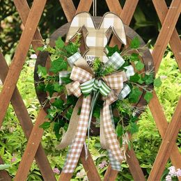 Decorative Flowers 2024 Easter Wreath Decorations For Front Door Outdoor Indoor Wall Mantel Window