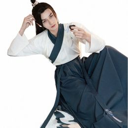 man HanFu Traditial Chinese Clothing Costume Couple Ancient Original Swordsman Male Kimo Embroidery Stretchable 898I#