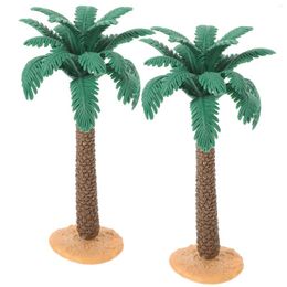 Decorative Flowers Landscaping Plant Ornaments Model Accessories 2pcs (PVC With Base Decor Fake Palm Tree