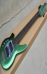 Factory whole left handed 6 strings metallic green music electric bass with 2 pickupsrosewood fretboard24 frets9242310