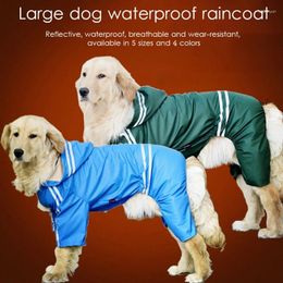 Dog Apparel Large Raincoat Adjustable Pet Water Proof Clothes Lightweight Rain Jacket Poncho Hoodies With Strip Reflective