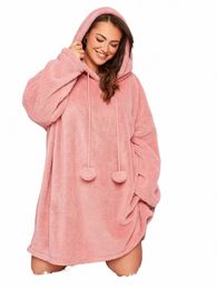 plus Size Casual Autumn Winter Teddy Hoodie Dr Women Lg Sleeve Pocket Frt Loose Snle Hoodie Plus Size Clothing 6XL 7XL j2GS#