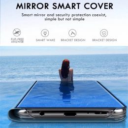 For Samsung Galaxy A12 A12 Case Smart View Mirror Leather Magnetic Flip Stand Phone Case For Samsung A12 A 12 12A Back Cover