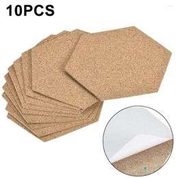 Table Mats Coasters Cork Wood Mat Vintage DIY Heat Insulation Hexagon Kitchen Accessories Wine Drink Coffee Tea 10cm 10pcs