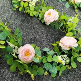 Decorative Flowers Elegant Artificial Realistic Flower Garland Rose Vine For Wedding Party Decoration Table Centerpiece