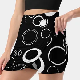 Skirts Black And White Retro Circles Pattern Korean Fashion Skirt Summer For Women Light Proof Trouser Contrast