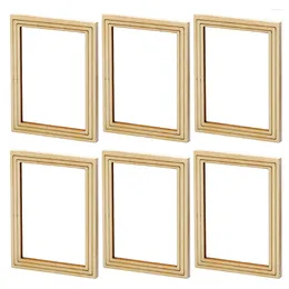Frames DIY Plain Blank Po Frame Model Unfinished Wood Wooden Picture Tiny House For Crafts Mini Miniature Kit