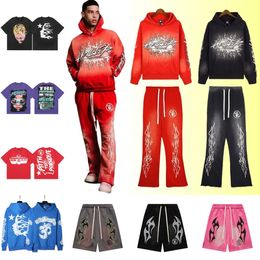 Hellstar Designer Mens Hoodies Sweatshirt Pamuk Terzini Uzun Kollu Kapüşonlu Pring Mektubu Baskı Jogger